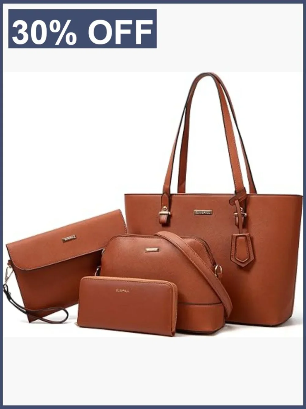 3-Piece Satchel Purse Set Tote Shoulder Bag Leather Handbag Set
